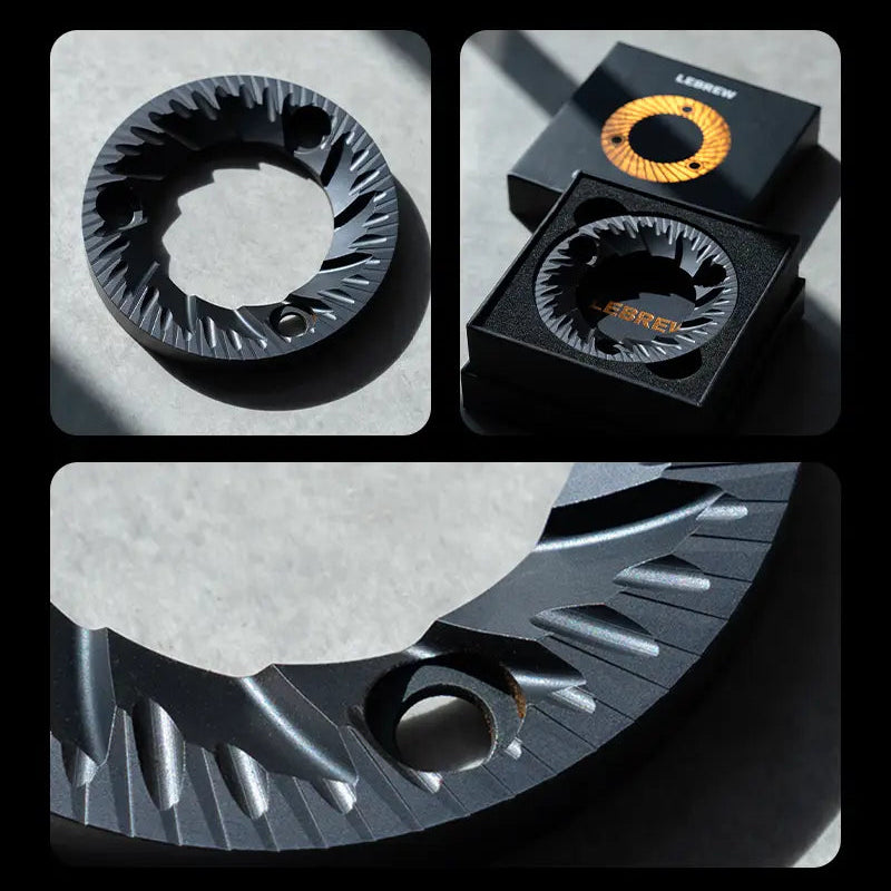 64mm flat burrs showcasing precision design and quality packaging from LeBrew to enhance your brewing experience.