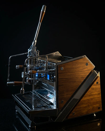 ACS Vostok One Group Espresso Machine showcasing elegant design and lever-operated functionality.