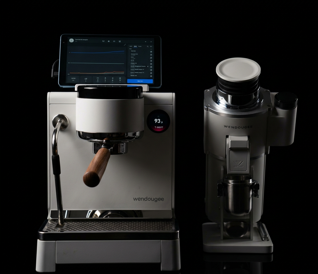 Wendougee LITA espresso machine with digital interface and sleek design, ideal for coffee enthusiasts.