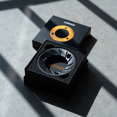 64mm flat burrs from LeBrew displayed in a stylish packaging showcasing their professional-grade design.