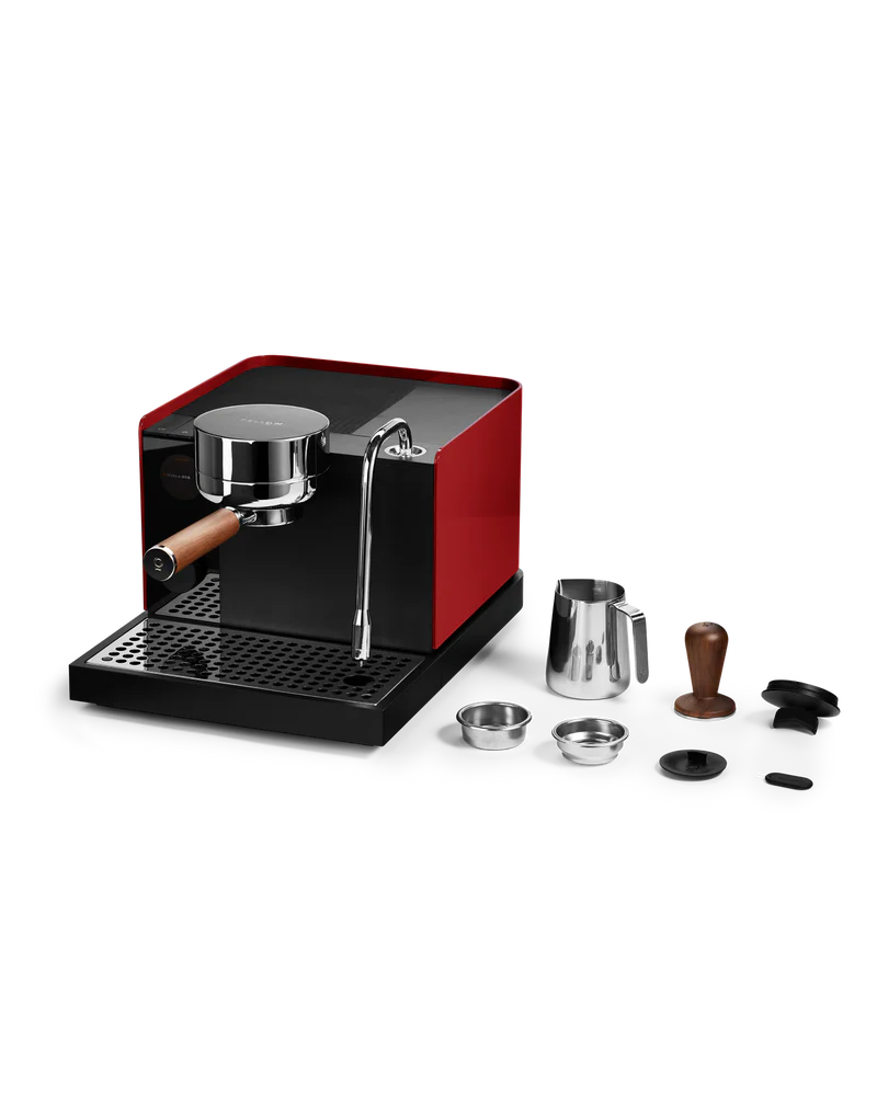 Fellow Espresso series 1 Espresso Machine with accessories on a countertop, designed for precision brewing at home.
