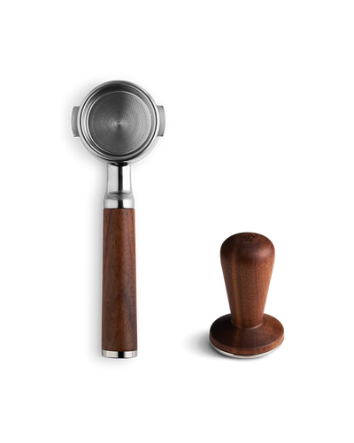 Fellow Espresso series 1 portafilter and tamper set for espresso preparation.