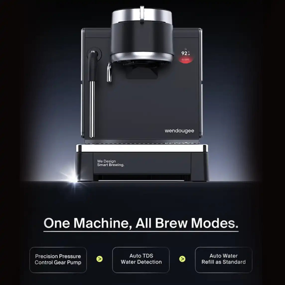 Wendougee LITA Sigma Coffee machine with 'wendougee' branding on a dark background