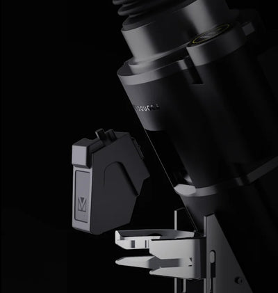Wendougee MILO precision single-dose grinder detailed view with digital control feature.